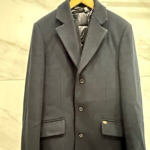Men’s Black-  Scotch & Soda 2 piece set: wool overcoat with removable nylon vest